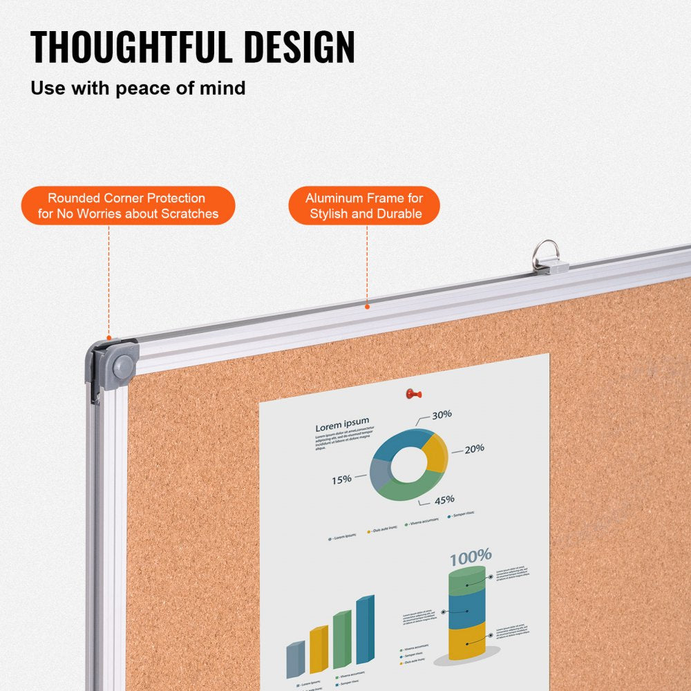 A01C-4836 - 48"x36" Durable Cork Board for Home & Office Use