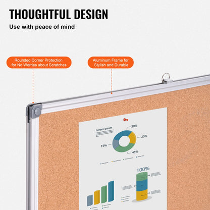 A01C-4836 - 48"x36" Durable Cork Board for Home & Office Use