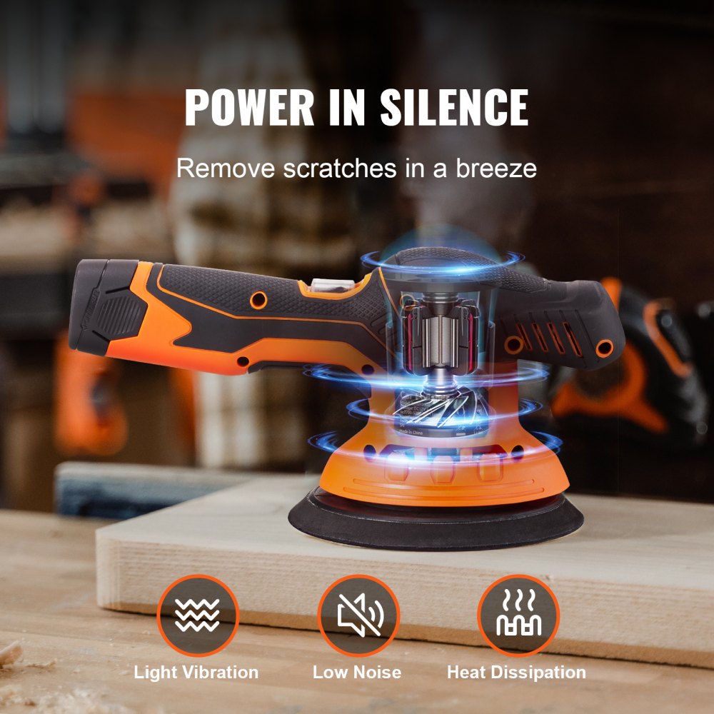 010118515480 - VEVOR 6-Inch Cordless Car Polisher with 2 Batteries & Speed Control