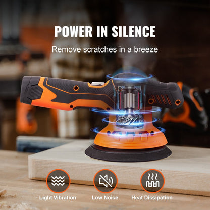 010118515480 - VEVOR 6-Inch Cordless Car Polisher with 2 Batteries & Speed Control