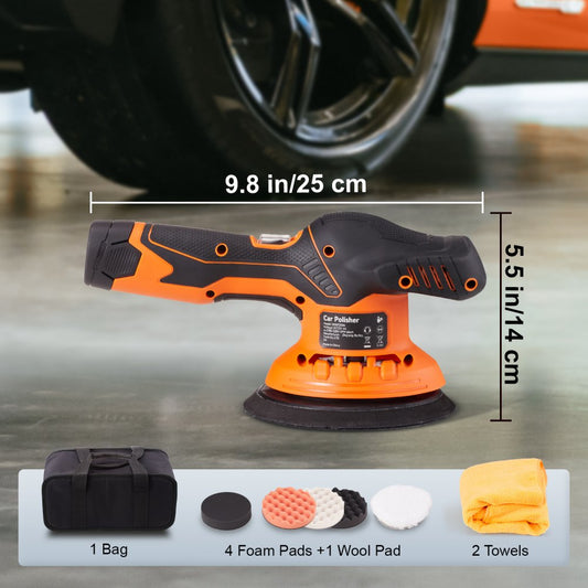 010118515480 - VEVOR 6-Inch Cordless Car Polisher with 2 Batteries & Speed Control
