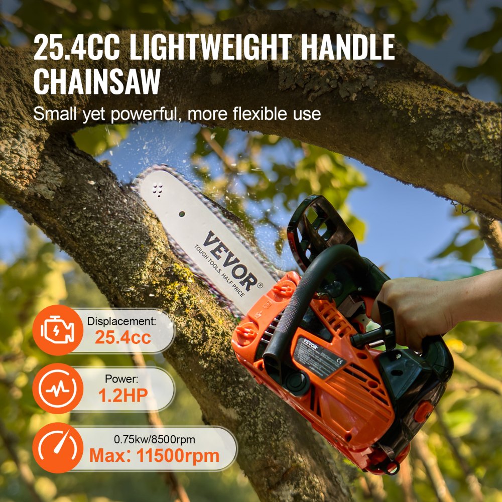 CN-25 - 25.4CC Gas Chainsaw with Easy-Start and Tool-Free Tension Adjustment