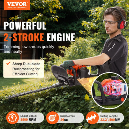 HT-7510 - 23.2" Gas Hedge Trimmer with 2-Stroke Engine & Protective Gear