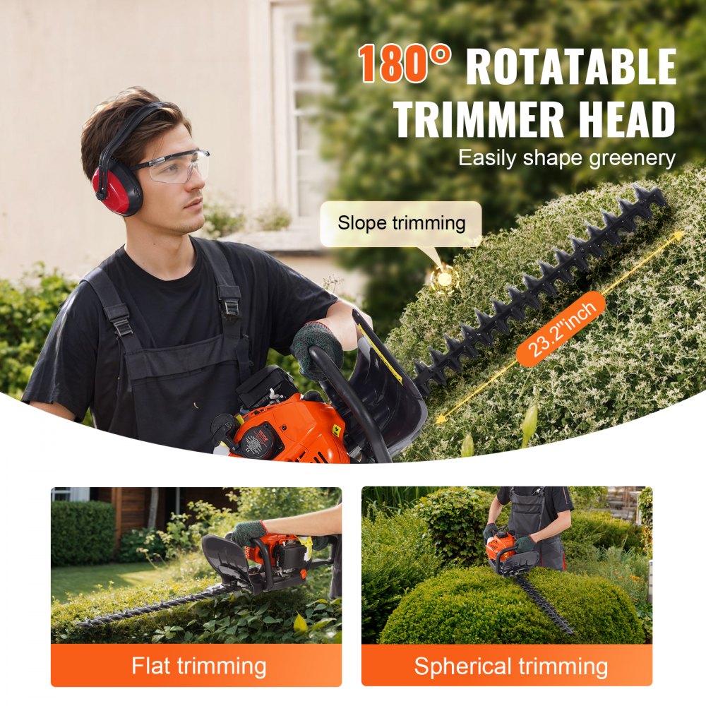 HT-7510 - 23.2" Gas Hedge Trimmer with 2-Stroke Engine & Protective Gear