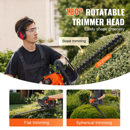 HT-7510 - 23.2" Gas Hedge Trimmer with 2-Stroke Engine & Protective Gear