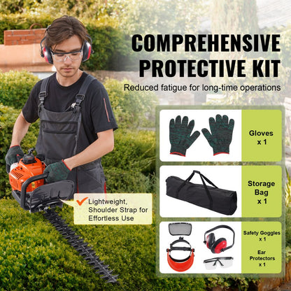 HT-7510 - 23.2" Gas Hedge Trimmer with 2-Stroke Engine & Protective Gear