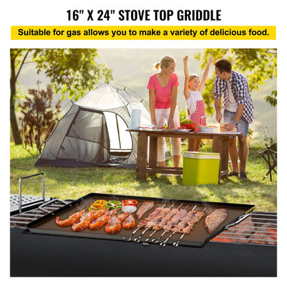 VV-PDG-TG24 - 16" x 24" Carbon Steel Grill Griddle for Charcoal/Gas Cooking