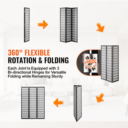 SS-001-3P-BL - Japanese Minimalist 3-Panel Room Divider, 47in Privacy Screen