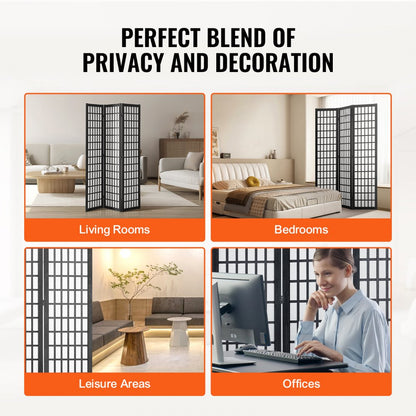 SS-001-3P-BL - Japanese Minimalist 3-Panel Room Divider, 47in Privacy Screen