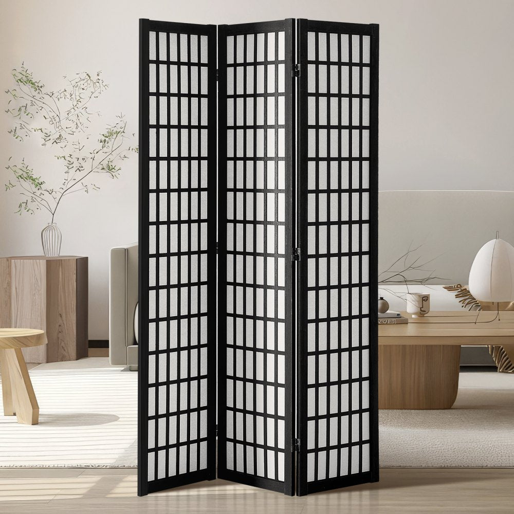 SS-001-3P-BL - Japanese Minimalist 3-Panel Room Divider, 47in Privacy Screen