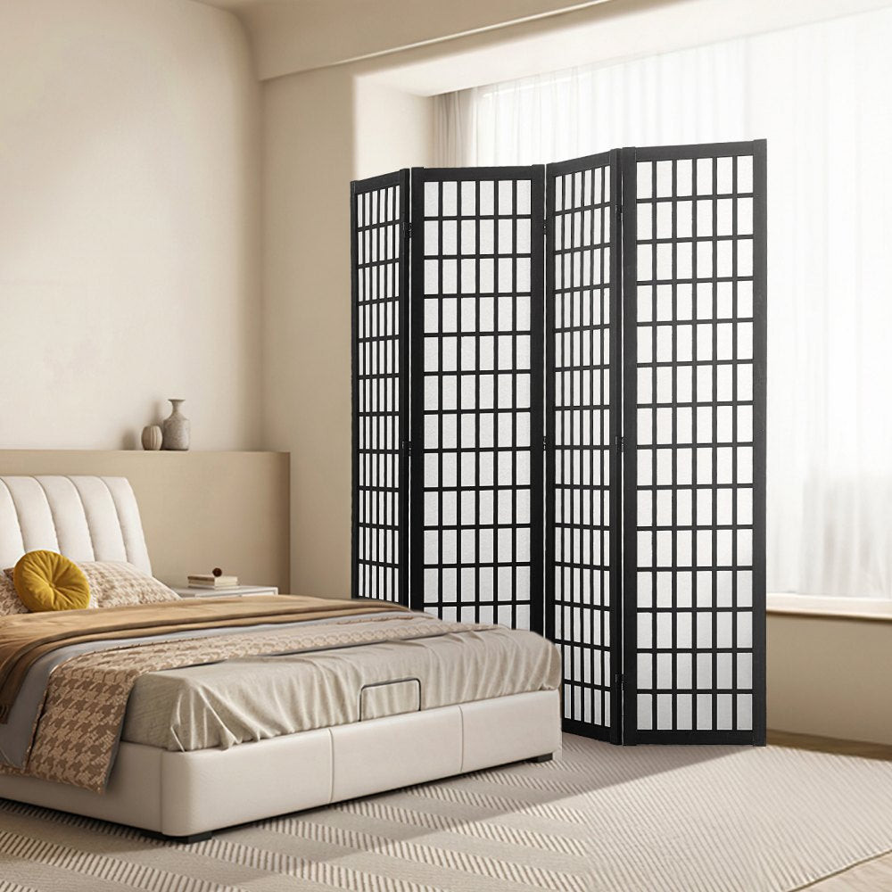 SS-001-4P-BL - 64" Japanese 4-Panel Room Divider with 360° Rotation