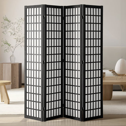 SS-001-4P-BL - 64" Japanese 4-Panel Room Divider with 360° Rotation