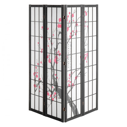 SS-002-4Y-BL - 64-inch Japanese Room Divider with Ink Painting Design