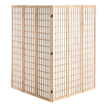 SS-001-6P-NA - 95" Japanese Style Wood Room Divider with 360° Flexibility