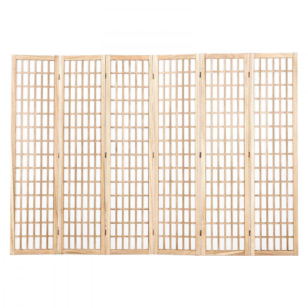 SS-001-6P-NA - 95" Japanese Style Wood Room Divider with 360° Flexibility