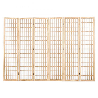 SS-001-6P-NA - 95" Japanese Style Wood Room Divider with 360° Flexibility