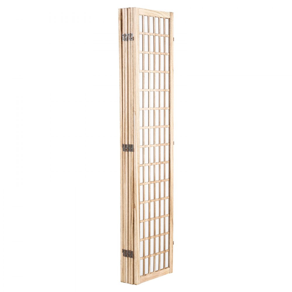 SS-001-6P-NA - 95" Japanese Style Wood Room Divider with 360° Flexibility