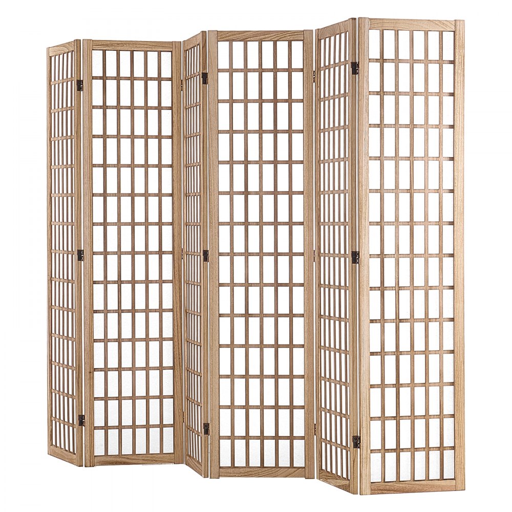 SS-001-6P-NA - 95" Japanese Style Wood Room Divider with 360° Flexibility