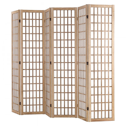 SS-001-6P-NA - 95" Japanese Style Wood Room Divider with 360° Flexibility