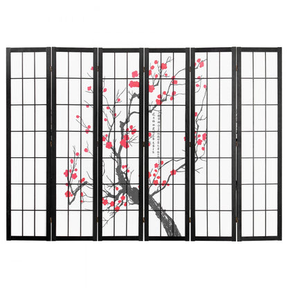 SS-002-6Y-BL - 95in Japanese Style Wood Room Divider with 6 Panels