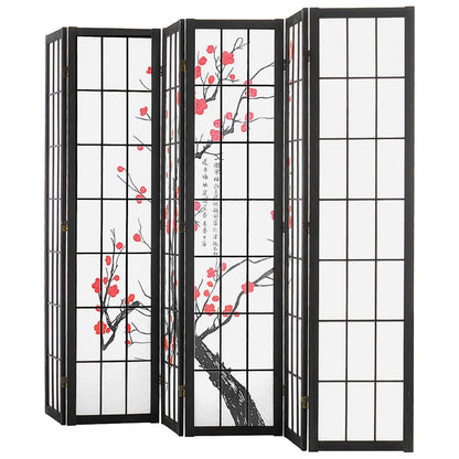 SS-002-6Y-BL - 95in Japanese Style Wood Room Divider with 6 Panels