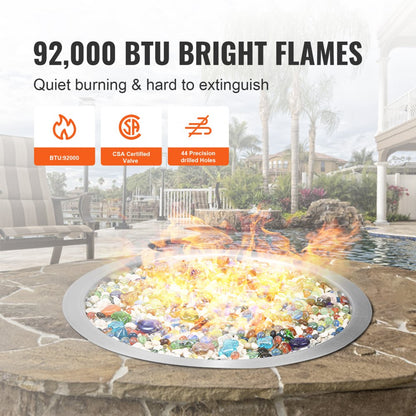 1050268 - 24'' Stainless Steel Fire Pit Pan, 92,000 BTU with CSA Valves