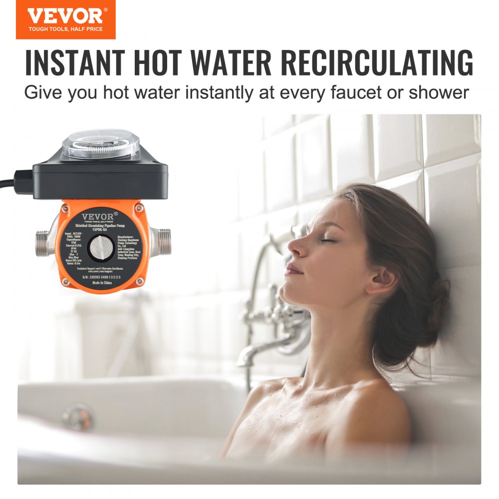 010234946071 - VEVOR Quiet Hot Water Recirculating Pump for Instant Access