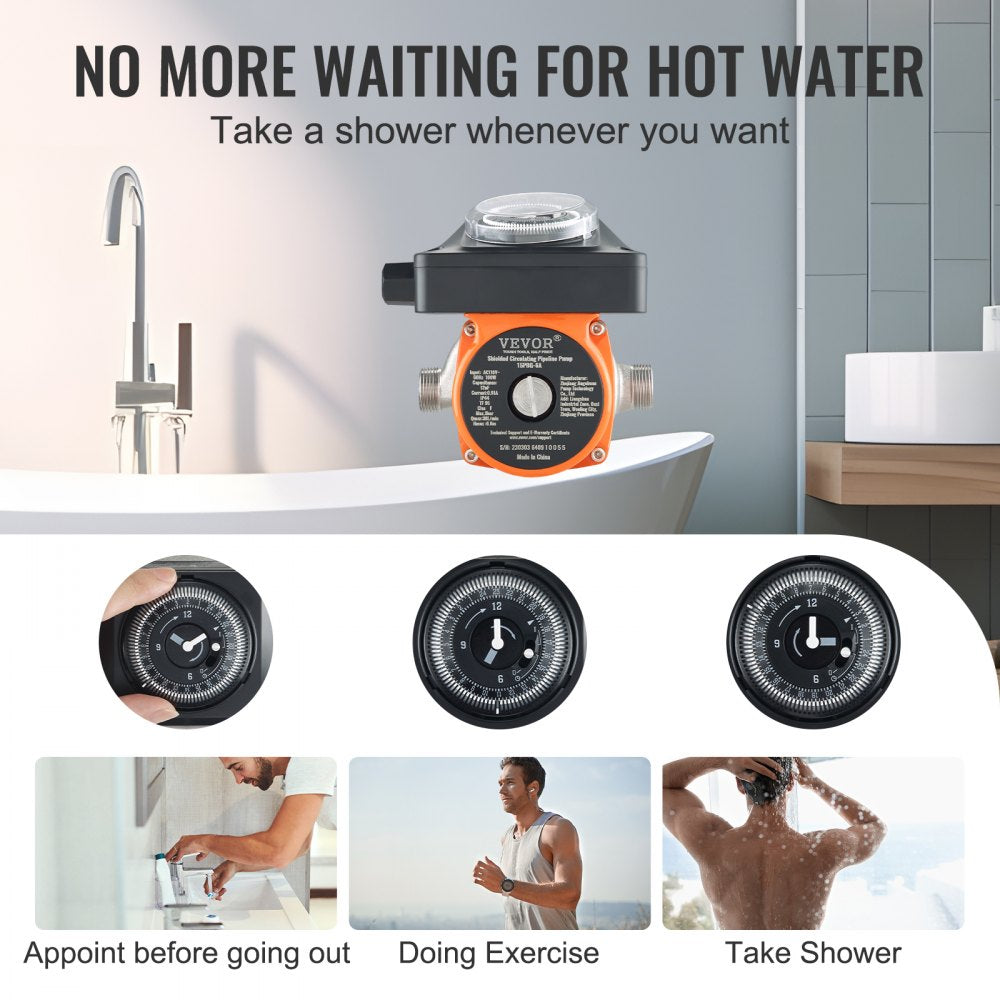 010234946071 - VEVOR Quiet Hot Water Recirculating Pump for Instant Access