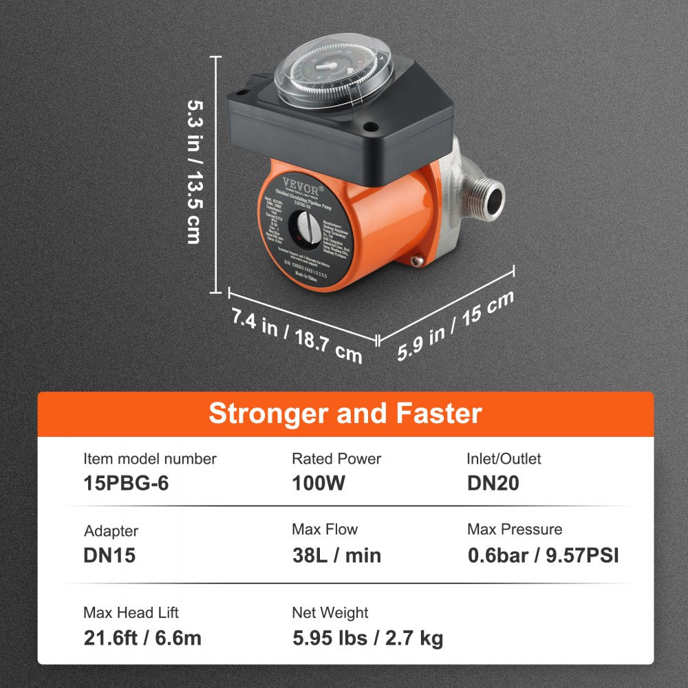 010234946071 - VEVOR Quiet Hot Water Recirculating Pump for Instant Access