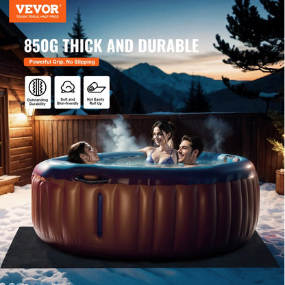 HTM-04 - 80-Inch Round Hot Tub Mat with Slip-Proof TPE Backing