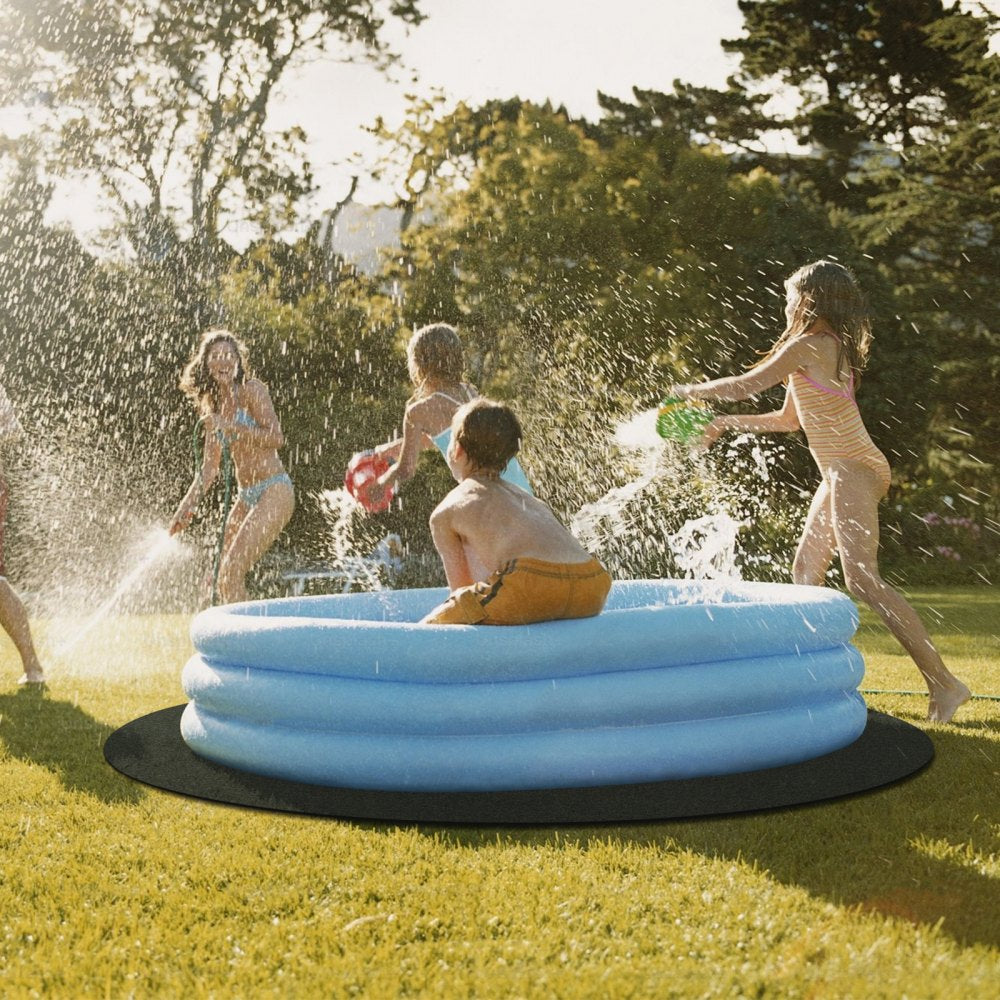 HTM-04 - 80-Inch Round Hot Tub Mat with Slip-Proof TPE Backing