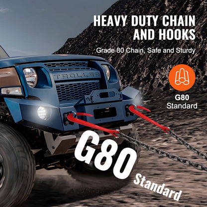 RTJ3/8*3FT-A1 - Grade 80 Galvanized 3' Tow Chain with Multi Hooks