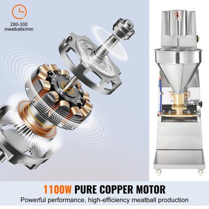 YF-280 - Stainless Steel Meatball Machine, 300 pcs/min, 18mm-32mm Sizes