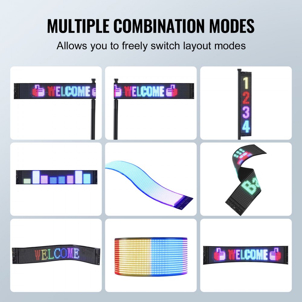 S1696 - VEVOR 27"x5" Bluetooth Programmable LED Sign for Displays