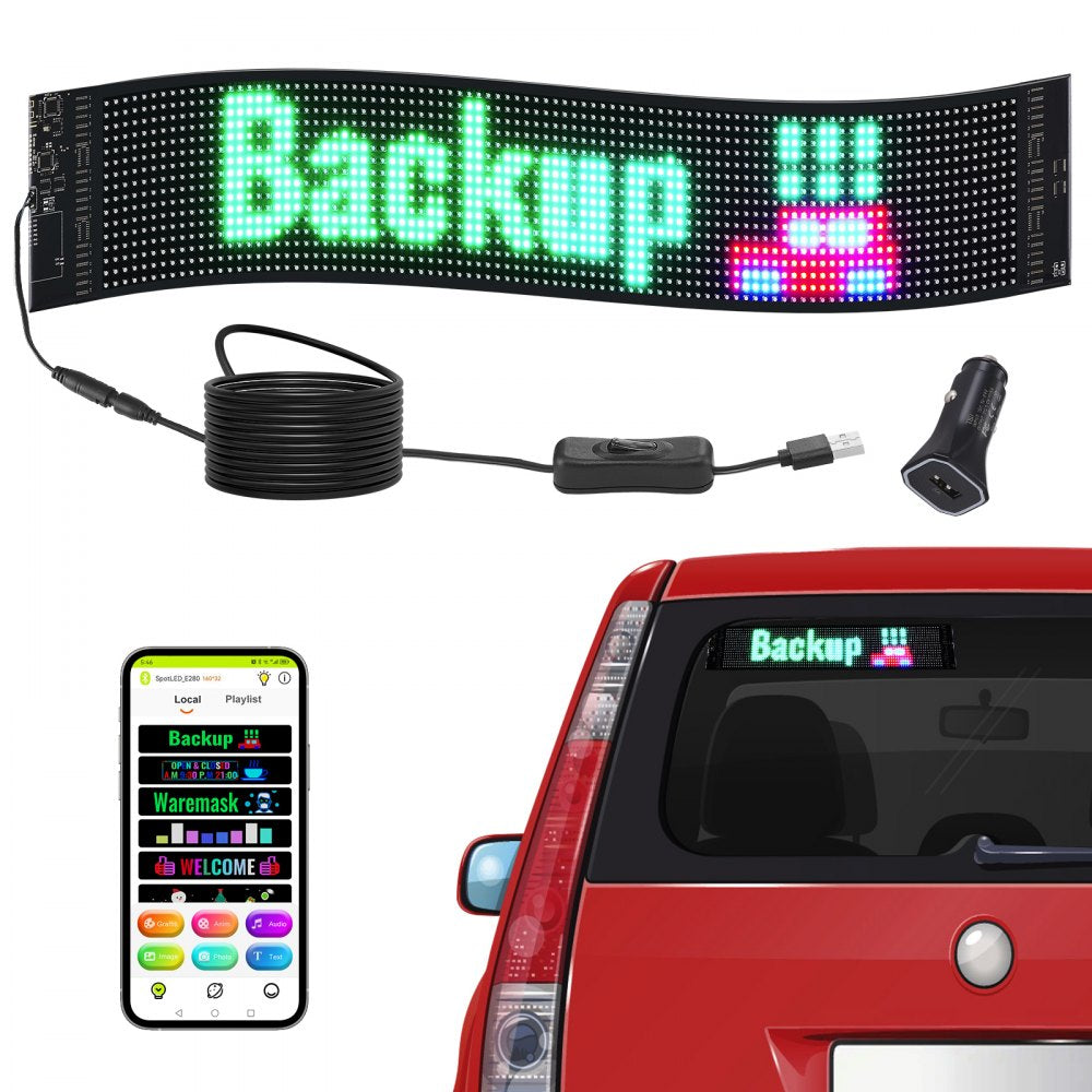 S1696 - VEVOR 27"x5" Bluetooth Programmable LED Sign for Displays