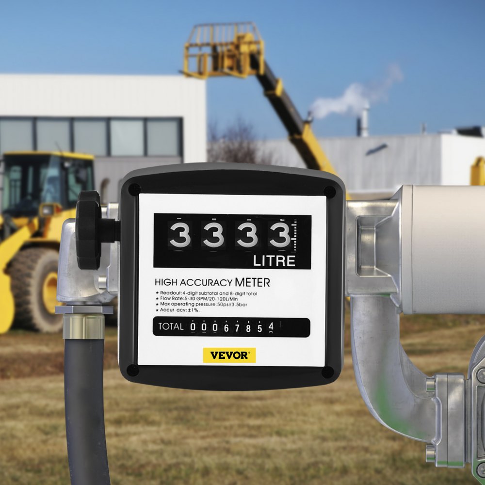 010711556284 - VEVOR 5-30 GPM Mechanical Fuel Meter with Clear Display