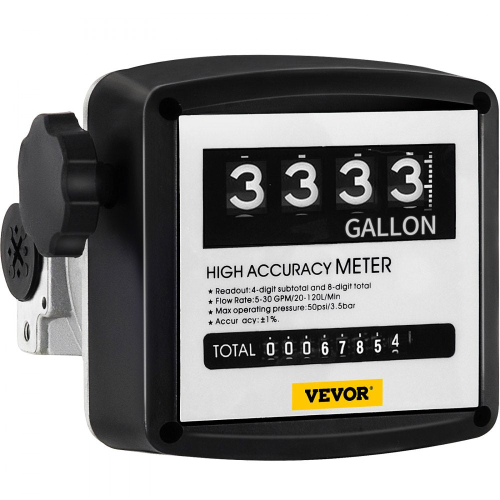 010711556284 - VEVOR 5-30 GPM Mechanical Fuel Meter with Clear Display