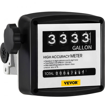 010711556284 - VEVOR 5-30 GPM Mechanical Fuel Meter with Clear Display