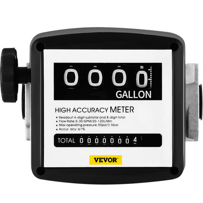 010711556284 - VEVOR 5-30 GPM Mechanical Fuel Meter with Clear Display