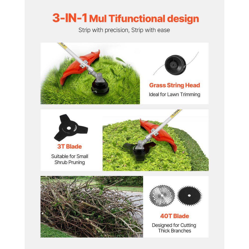 TT-1E40F-5 - 42.7CC String Trimmer with 3T Blade and Adjustable Shaft