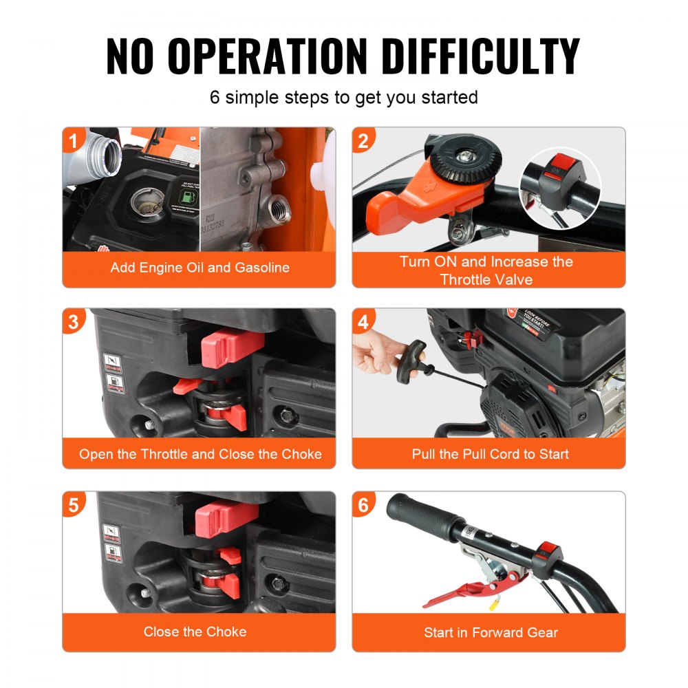SRHX-50 - 212CC Gas-Powered Tiller with 19.2" Adjustable Steel Tines