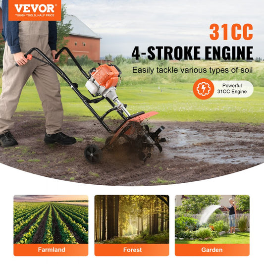 139F - 31CC VEVOR Tiller with Adjustable Tines for Easy Soil Prep