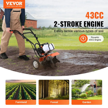 520S - Lightweight 43CC Tiller for Easy Lawn & Garden Cultivation