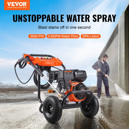170B - High-Pressure Washer 3500 PSI with 5 Nozzle Set & Sturdy Cart