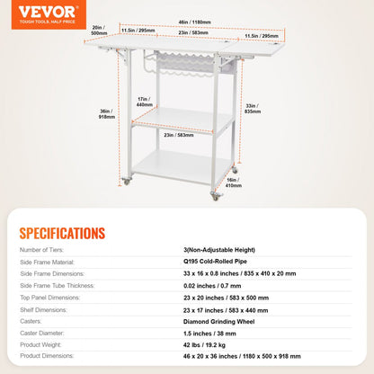 C20240613W-01 - VEVOR 3-Tier Heat Press Table with Rolling Storage Solution