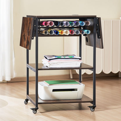 C20240613W-02 - Movable 3-Tier Heat Press Table with 18 Vinyl Holders