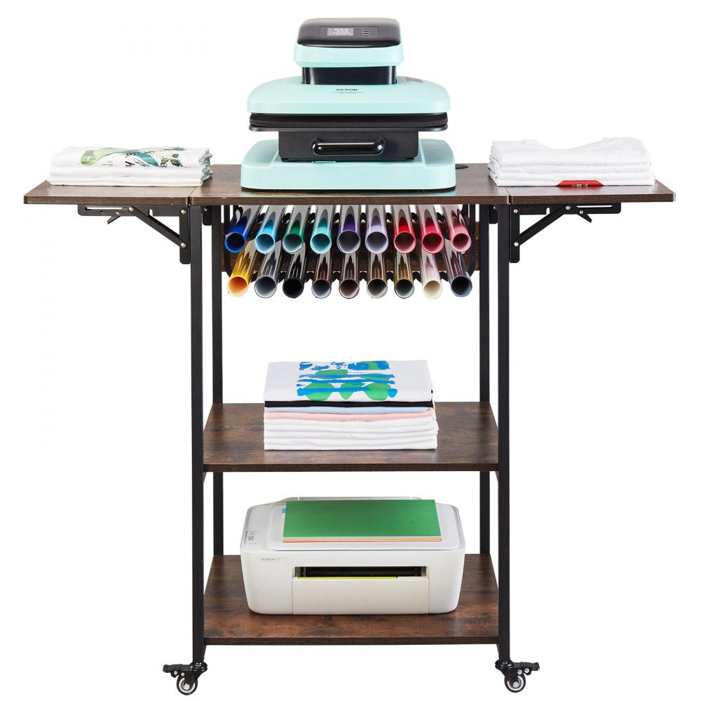 C20240613W-02 - Movable 3-Tier Heat Press Table with 18 Vinyl Holders