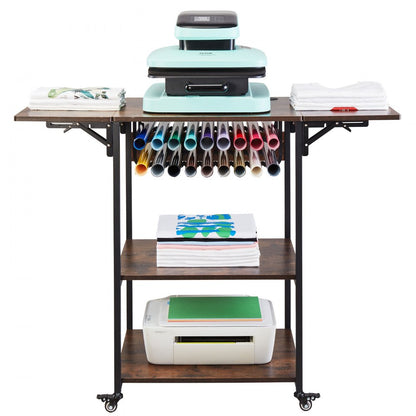 C20240613W-02 - Movable 3-Tier Heat Press Table with 18 Vinyl Holders