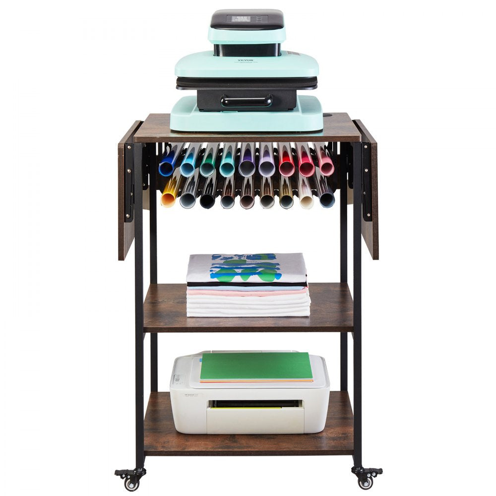 C20240613W-02 - Movable 3-Tier Heat Press Table with 18 Vinyl Holders