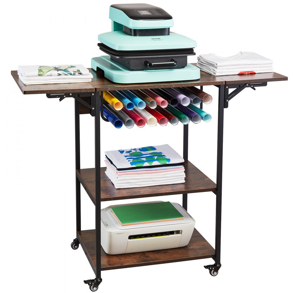 C20240613W-02 - Movable 3-Tier Heat Press Table with 18 Vinyl Holders